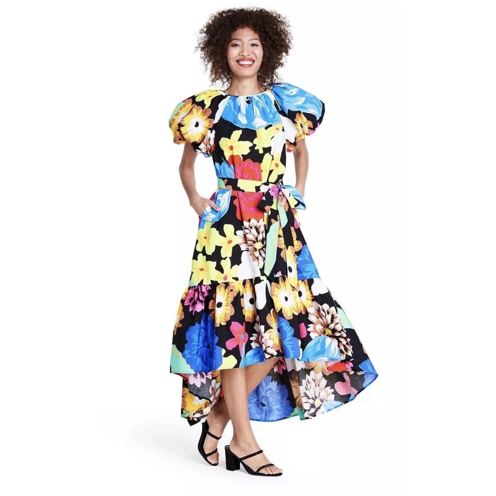 Christopher John Rogers for Target Colorful Floral Puff Sleeve Dress Size M